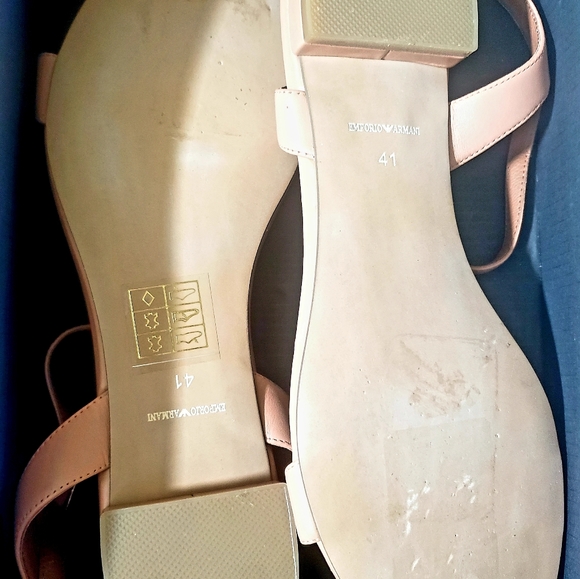 Emporio Armani T-Strap Nude Sandals - Picture 6 of 6